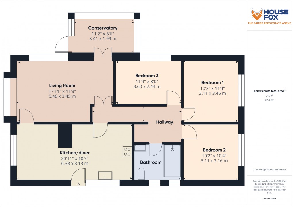 Floorplan for Cherrywood Road, Worle,  Weston-Super-Mare, Somerset